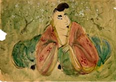 «Герои японских сказок. Юноша», бумага, акварель, размеры 24x28