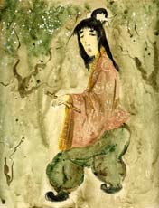 «Герои японских сказок. Юноша», бумага, акварель, размеры 24x28	