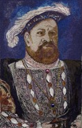 Мужской портрет в историческом костюме, вышивка,  21х32